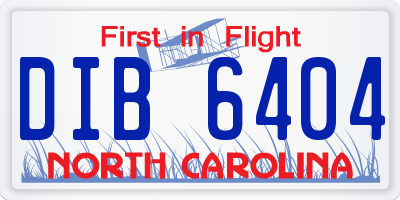 NC license plate DIB6404