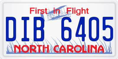 NC license plate DIB6405