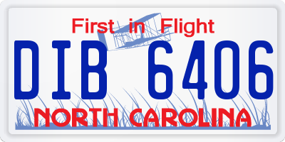 NC license plate DIB6406