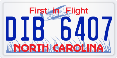 NC license plate DIB6407