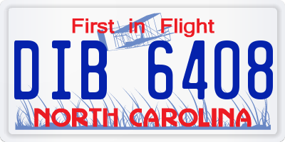NC license plate DIB6408