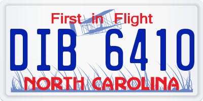NC license plate DIB6410