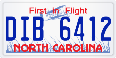 NC license plate DIB6412