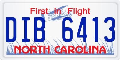 NC license plate DIB6413