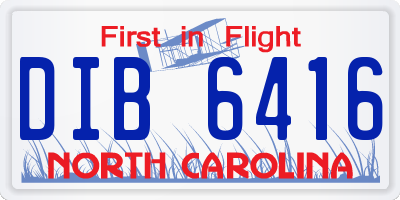 NC license plate DIB6416