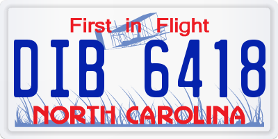 NC license plate DIB6418