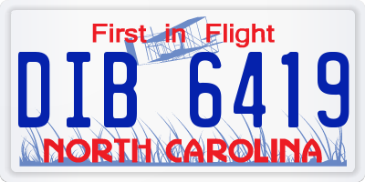 NC license plate DIB6419