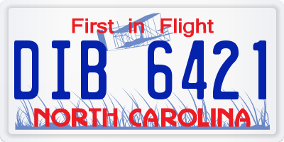 NC license plate DIB6421