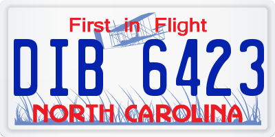 NC license plate DIB6423