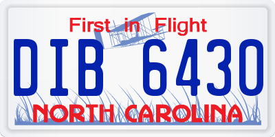 NC license plate DIB6430