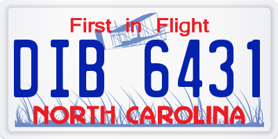NC license plate DIB6431