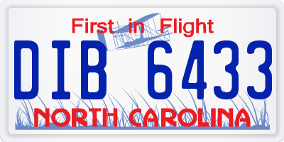 NC license plate DIB6433