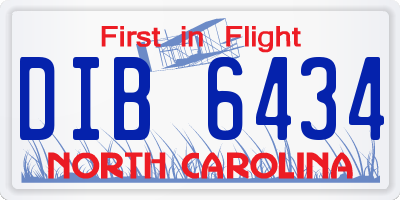 NC license plate DIB6434