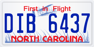NC license plate DIB6437
