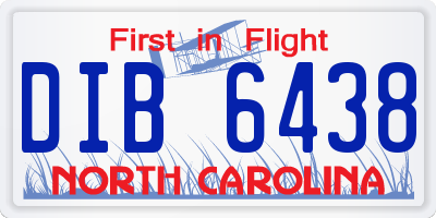 NC license plate DIB6438
