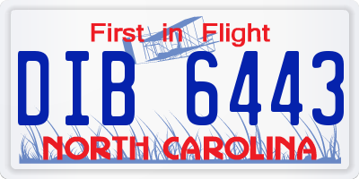 NC license plate DIB6443