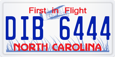 NC license plate DIB6444