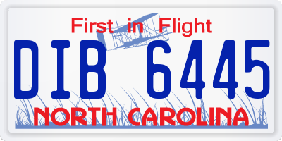 NC license plate DIB6445