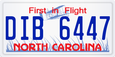 NC license plate DIB6447
