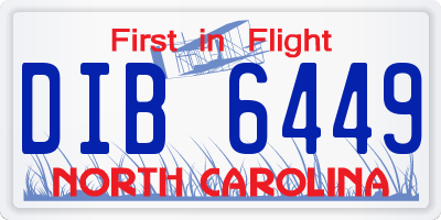 NC license plate DIB6449