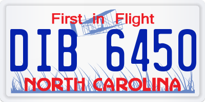 NC license plate DIB6450