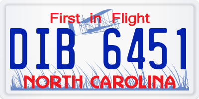 NC license plate DIB6451