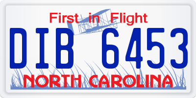 NC license plate DIB6453
