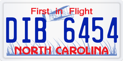NC license plate DIB6454