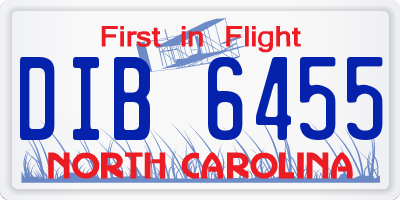 NC license plate DIB6455
