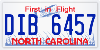 NC license plate DIB6457
