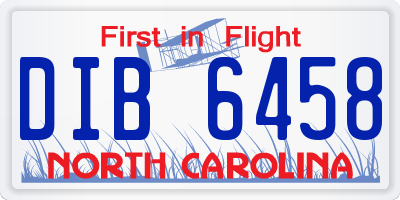 NC license plate DIB6458