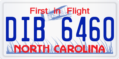 NC license plate DIB6460