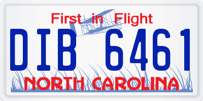 NC license plate DIB6461