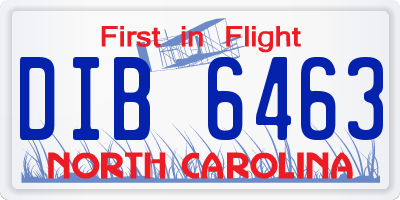 NC license plate DIB6463