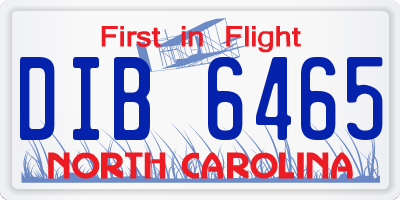 NC license plate DIB6465