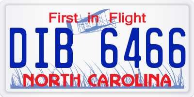 NC license plate DIB6466