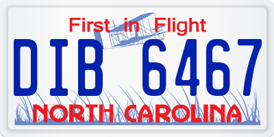 NC license plate DIB6467