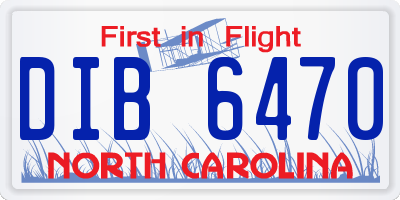 NC license plate DIB6470