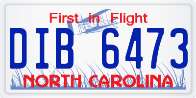 NC license plate DIB6473