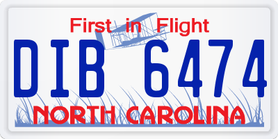 NC license plate DIB6474