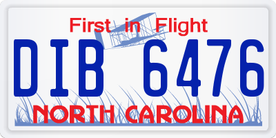 NC license plate DIB6476