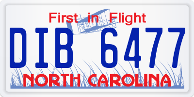 NC license plate DIB6477