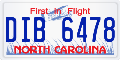 NC license plate DIB6478