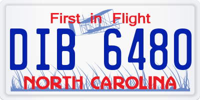 NC license plate DIB6480