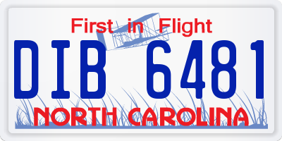 NC license plate DIB6481