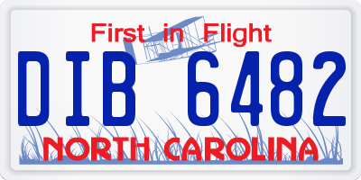 NC license plate DIB6482