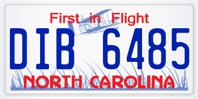 NC license plate DIB6485