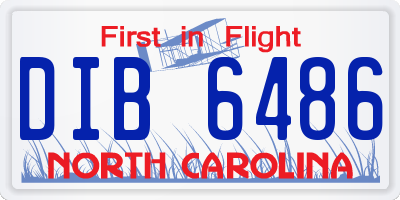 NC license plate DIB6486