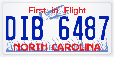 NC license plate DIB6487