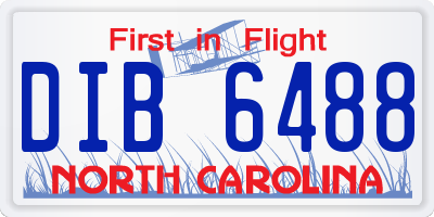 NC license plate DIB6488